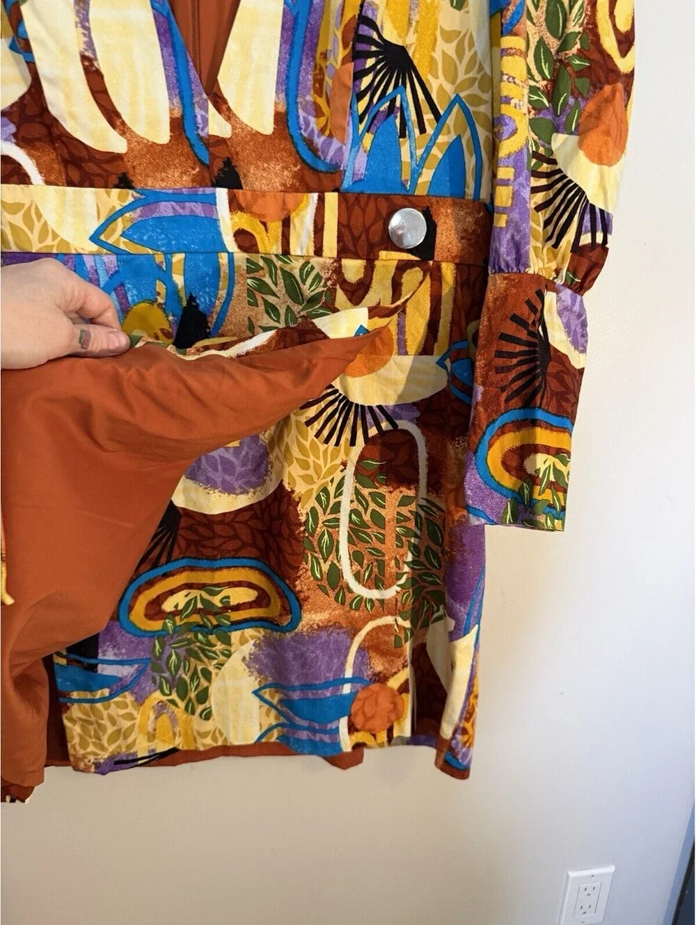 Bar III X GooGoo Atkins Abstract Artsy Puff Sleeve Vneck Multicolor Dress 2X